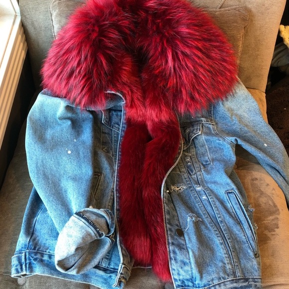 Jackets & Blazers - Dope faux fur lined distressed denim jacket Medium